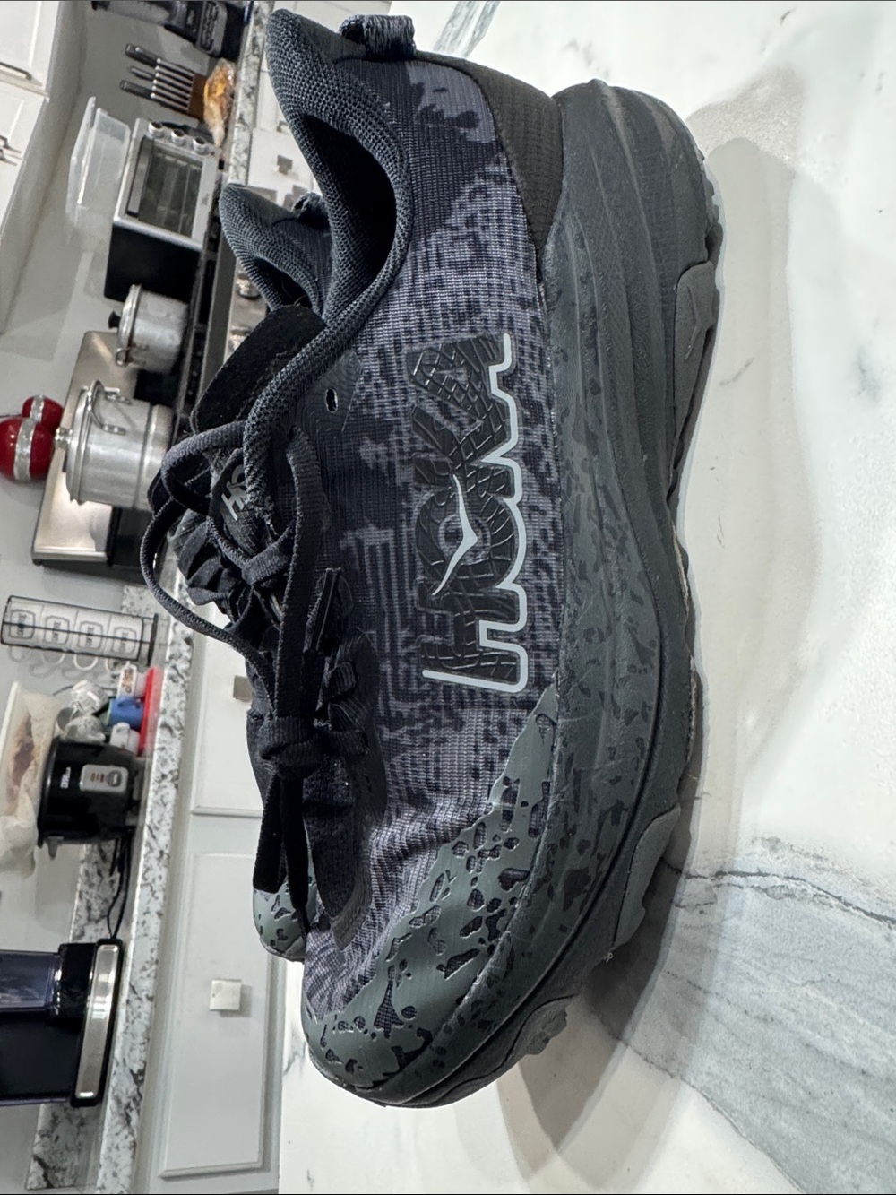 Hoka Men's Black and Gray Trail‎ Runner